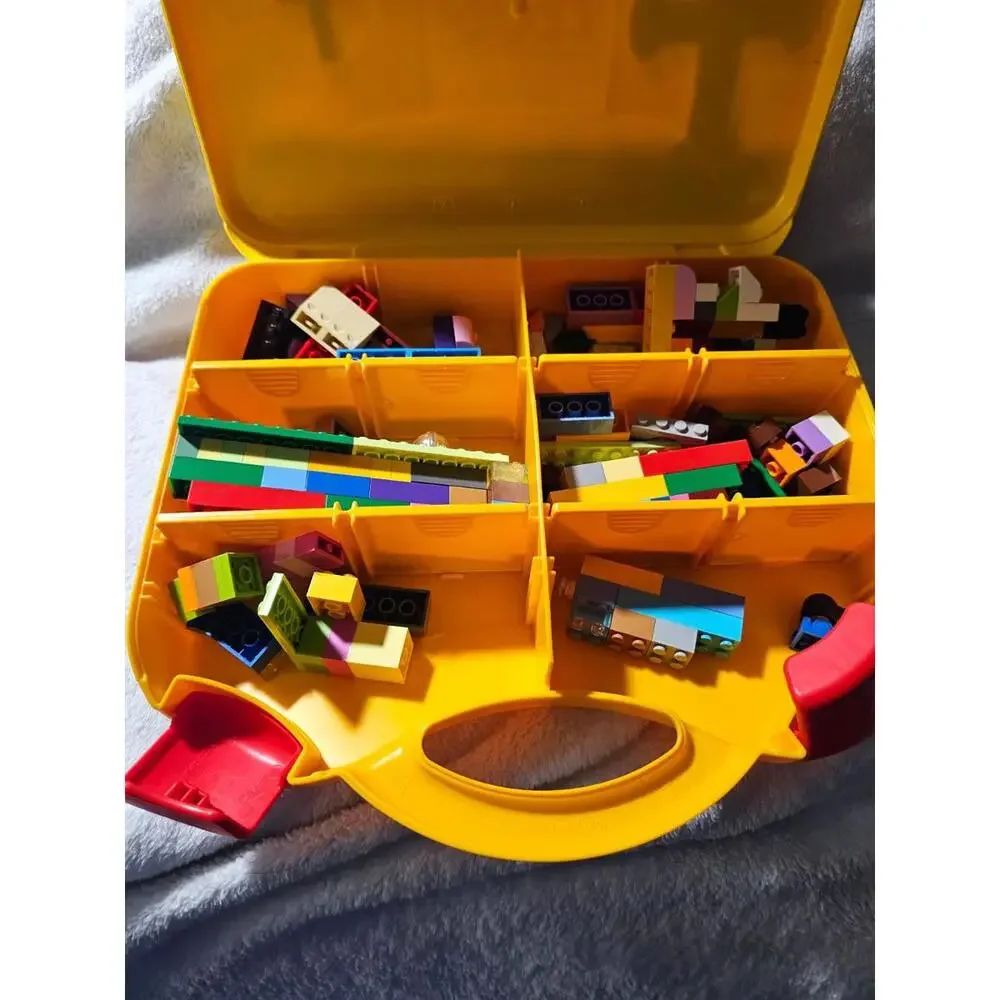 Lego Yellow & Orange Plastic Carrying Storage Case Dividers 9oz Of Mixed Legos